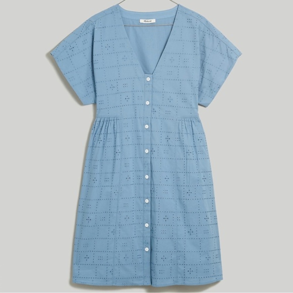 Madewell Button-Front V-Neck Mini Dress - XS
